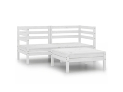 Vidaxl 3 Pcs Conjunto Lounge De Jardim Pinho Maciço Branco