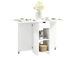 Mesa de Jantar Dobrável, Adequada para 2 a 4 Pessoas, com Espaço de Arrumação, Extensível, com Rodas, Cor Branca. BAGOLY SHOP
