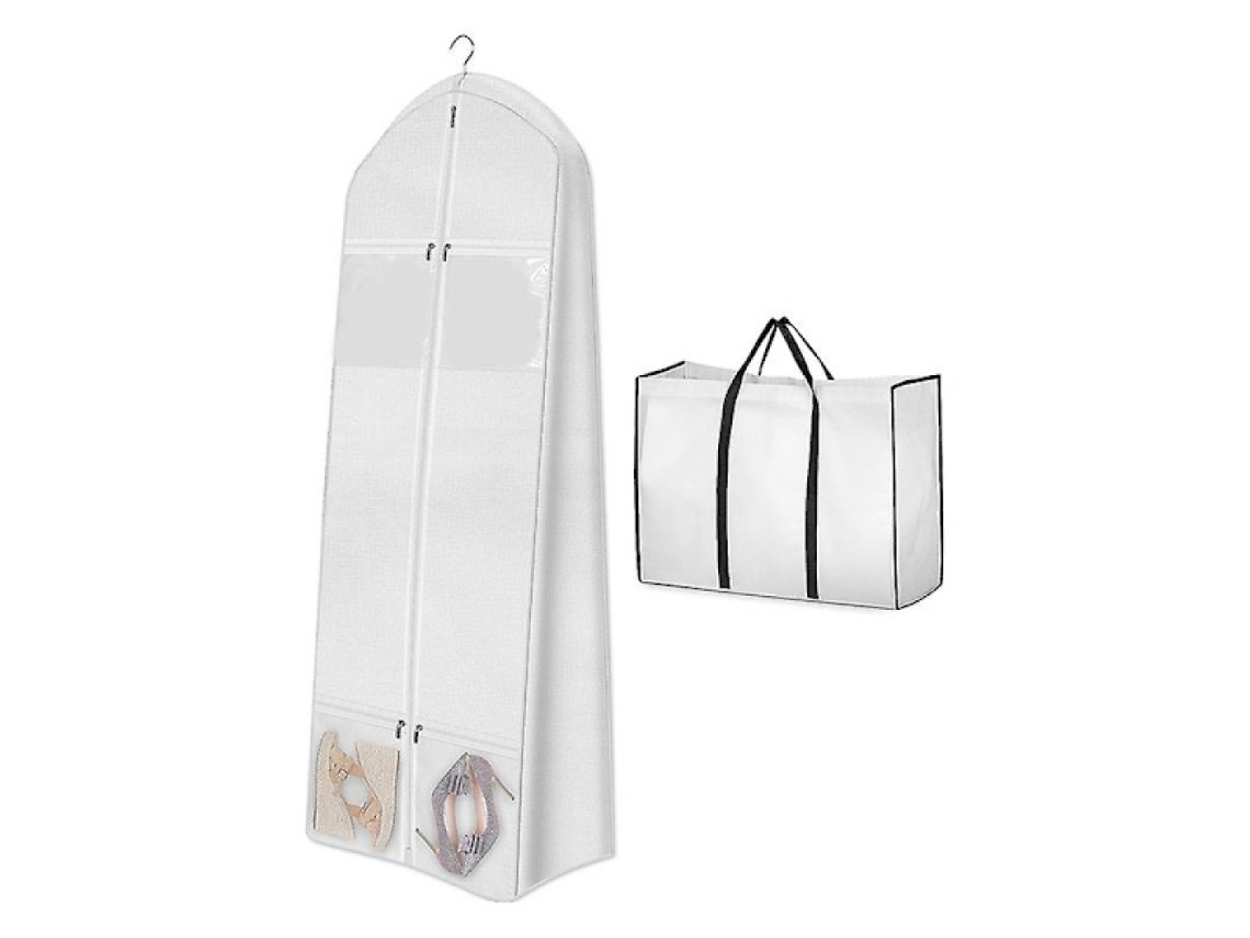 Capa Portátil para Vestido de Noiva 70 Polegadas com Bolsa, Capa para Vestido com 4 Bolsos e Plataforma de 8 Polegadas Vestidos Longos BRILVIBERA