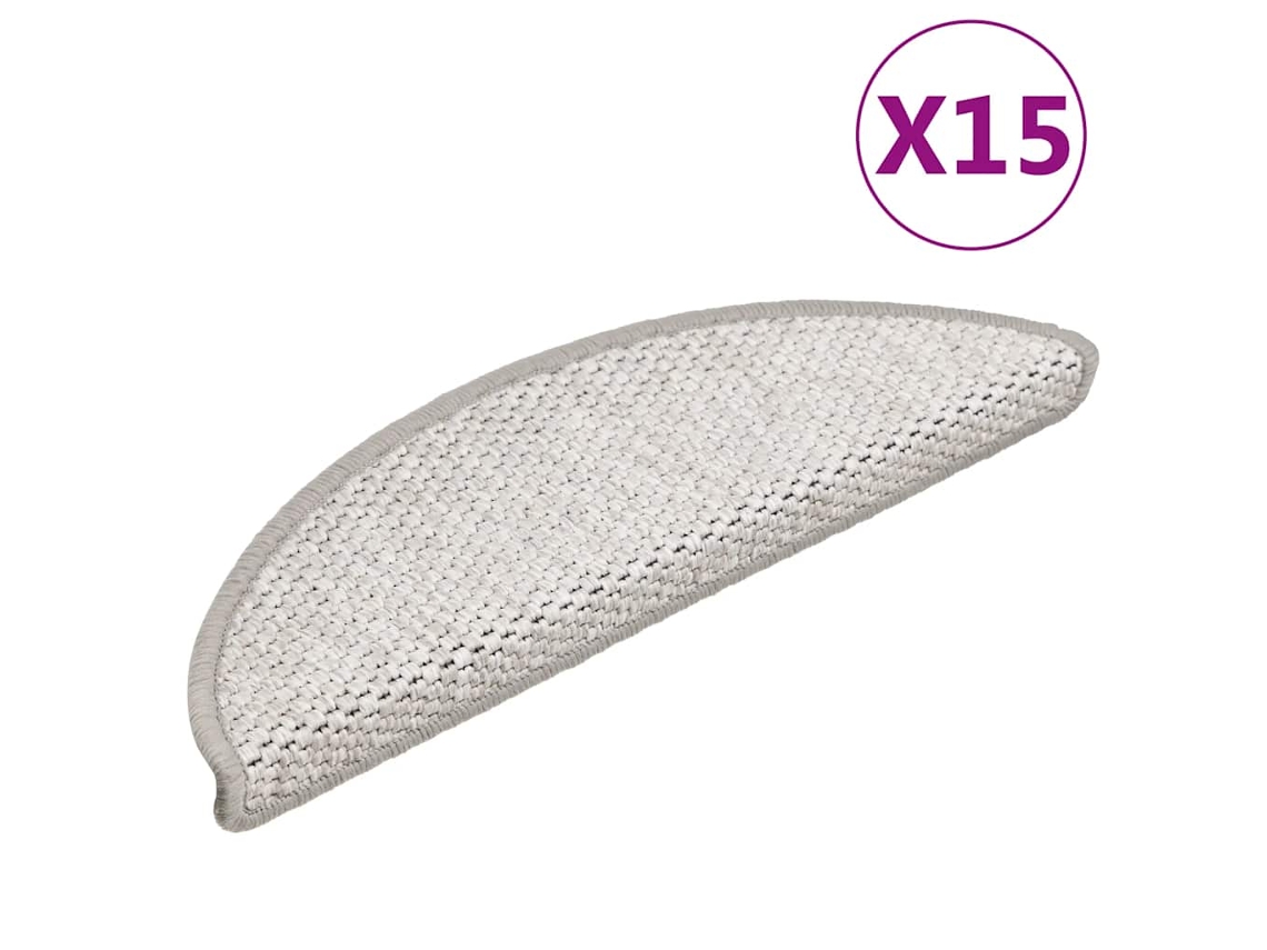 Vidaxl Tapetes Escada Adesivos Aspeto Sisal 15 Pcs 56x17x3cm Platinado