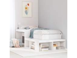 Vidaxl Mesa Cabeceira C/ Secretária 222x107x75 Cm Pinho Maciço Branco