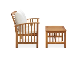 Conjunto de 2 Lounge de Jardim com Almofadões em Acácia Maciça MAISON EXCLUSIVE