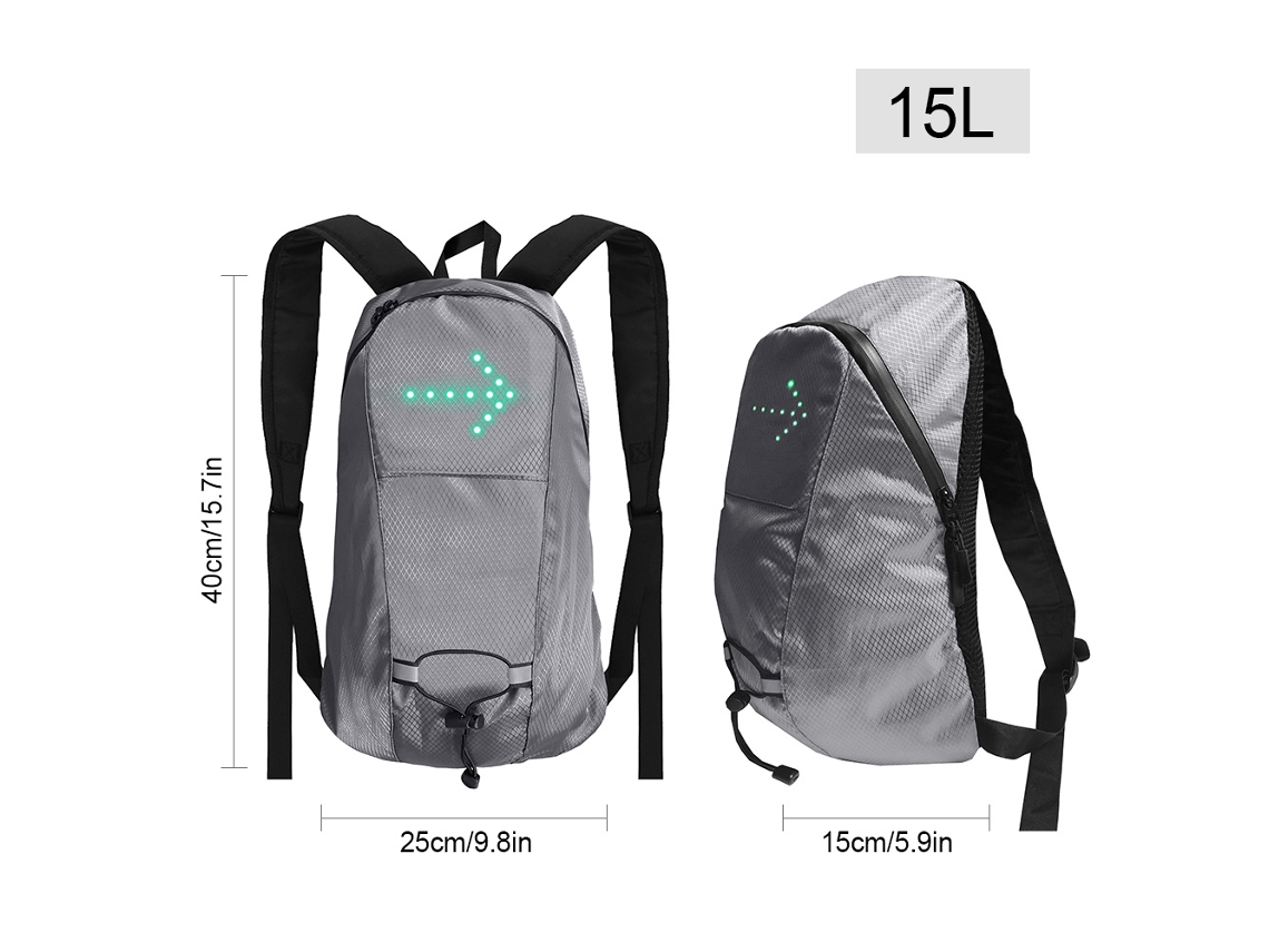 Mochila Ciclismo Led Sinal Direção 15l À Prova D'água