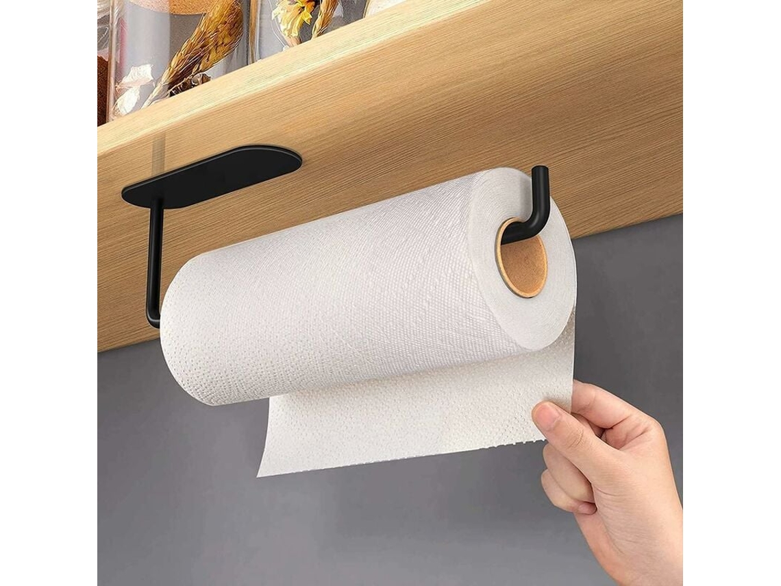 NEVEANCE Suporte para Papel Toalha Preto, Autoaderente, Sem Perfuração em Aço Inoxidável