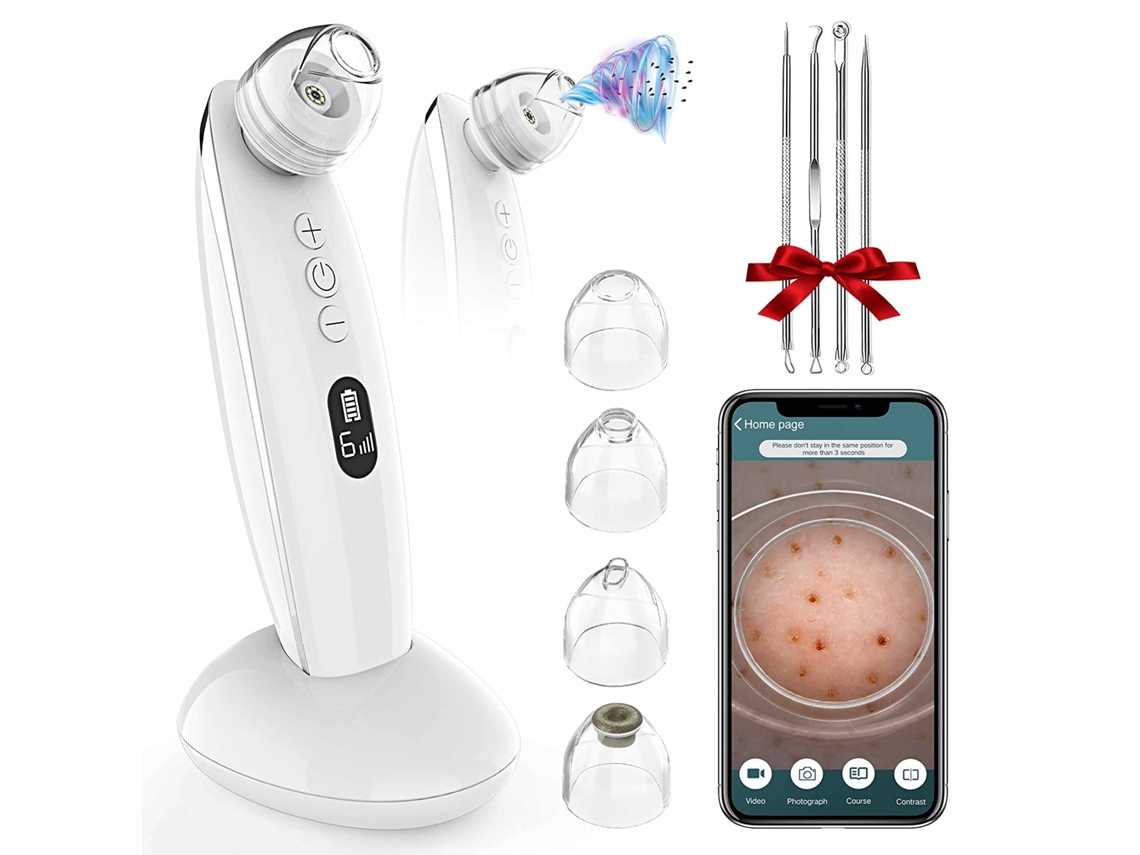 Removedor de Cravo a Vácuo Vitcoco 5Mp Visível Elétrico Limpador de Poros Facial Ferramenta de Sucção de Cravo 6 Modos e 4 Sondas de Sucção Substitu