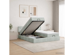 Vidaxl Cama Ottoman Com Colchão 2 Unid. Cinzento-claro Veludo