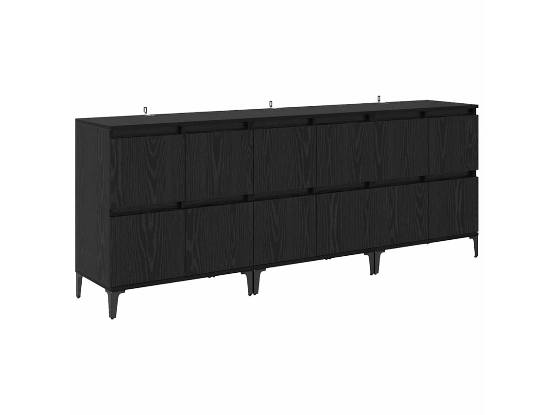 Conjunto 3 Buffet De Madeira Vidaxl Preto Derivados De Madeira (60 X 35 X 70 Cm)