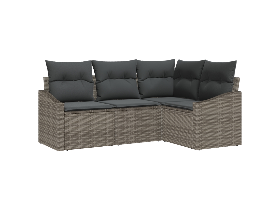Conjunto 4 Sofá Exterior Vidaxl Cinzento Vime Pe (178,5 X 123,5 X 85 Cm)