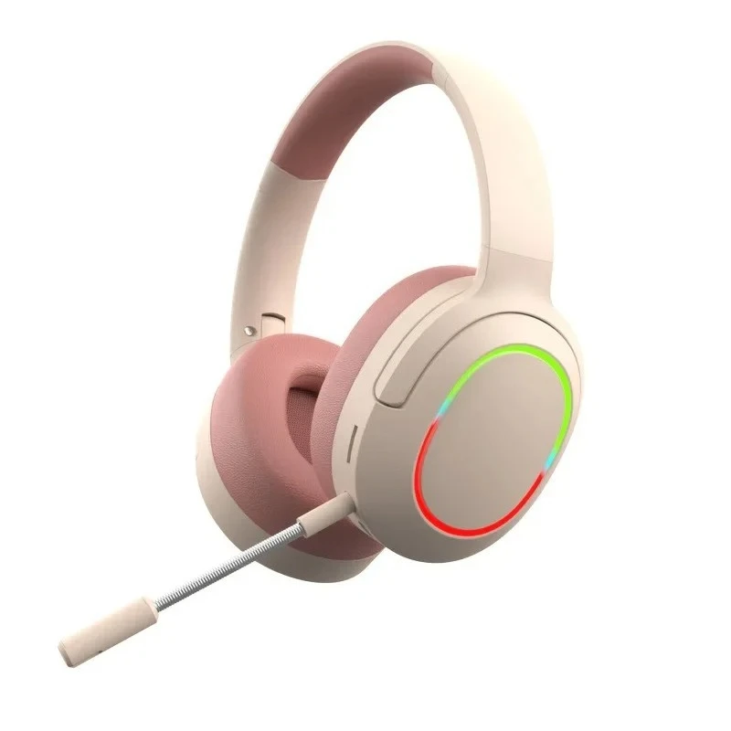 Fone De Ouvido Gamer (rosa) Com Porta Usb E Iluminação Colorida.