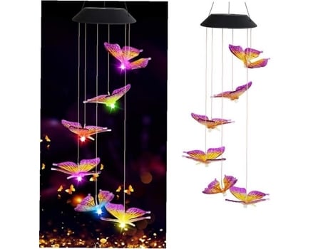Luzes de carrilhão de vento LED coloridas à prova dágua luzes de carrilhão de vento movidas a energia solar luz móvel decoração de jardim ao ar livre