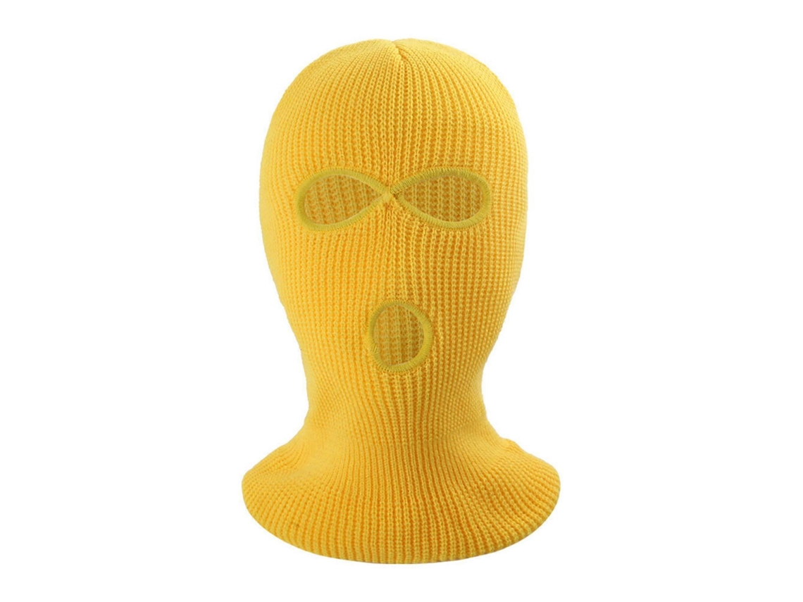 (amarelo Escuro) Chapéu De Malha Unissex De Inverno Com Três Furos, Cor Sólida, Máscara Facial Completa, Balaclava, Cúpula, Chapéu De Malha Para Cicli