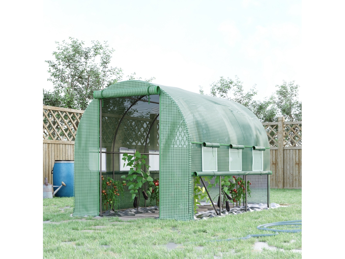 Estufa De Túnel Para Plantas 2,95x2x2m Com 6 Janelas E Proteção Uv Para Cultivo No Jardim