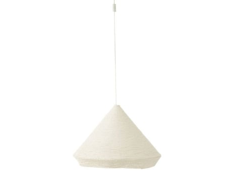 Lâmpada Suspensa Em Ráfia Cone 65cm Branco Jline
