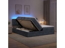 Vidaxl Cama De Armazenamento Led Com Colchão Cinzento-escuro