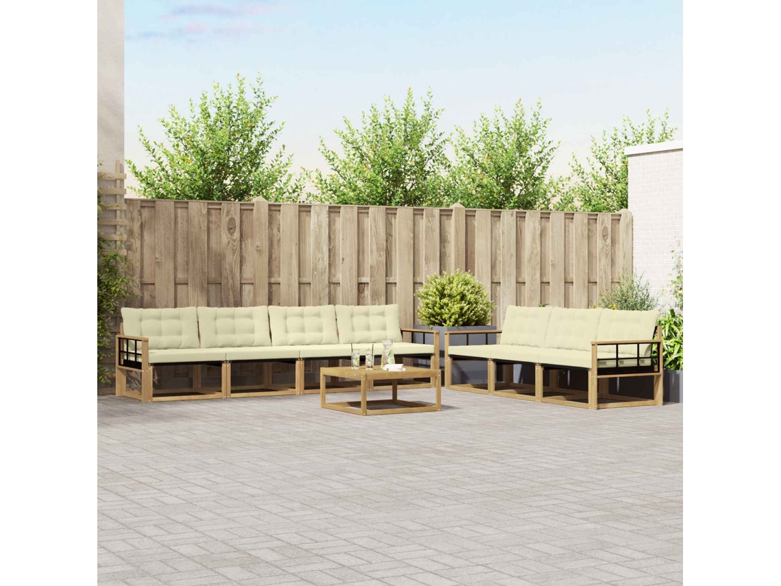 Vidaxl Conjunto De Sofás Para Exterior 8 Unid. Branco E Creme