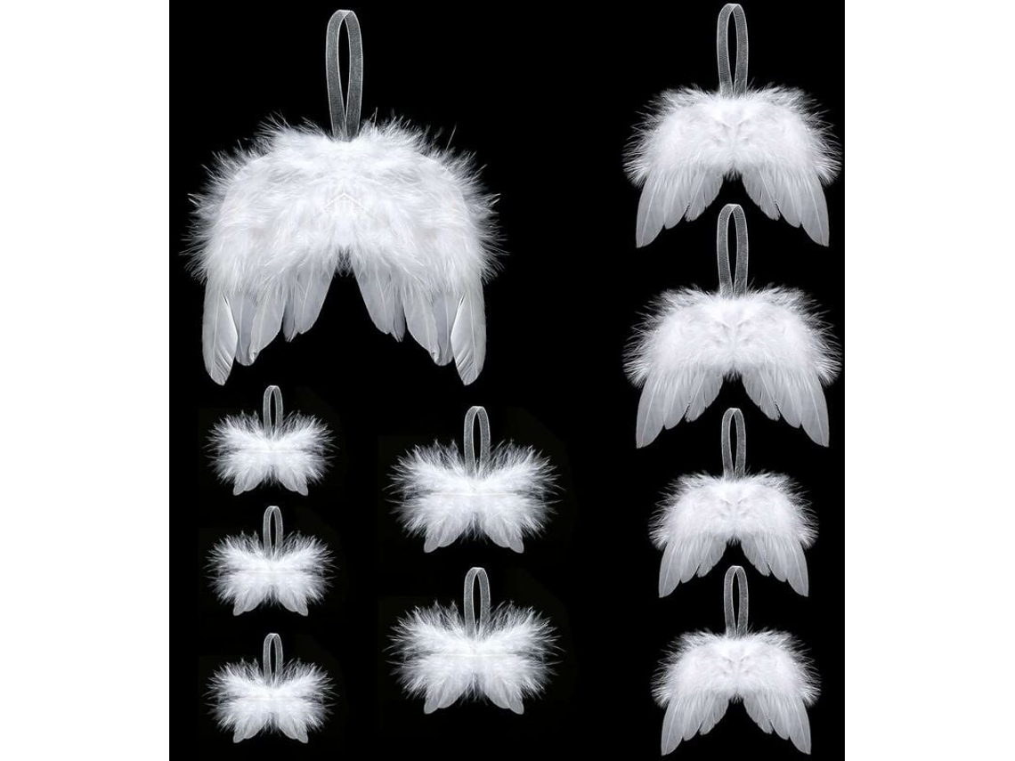 Natal Encantado, Asas De Penas De Anjo, Decorações De Penas Brancas, Pingente Vintage Chique Para Artesanato, Enfeites Elegantes Para Casa, Festa, Dec