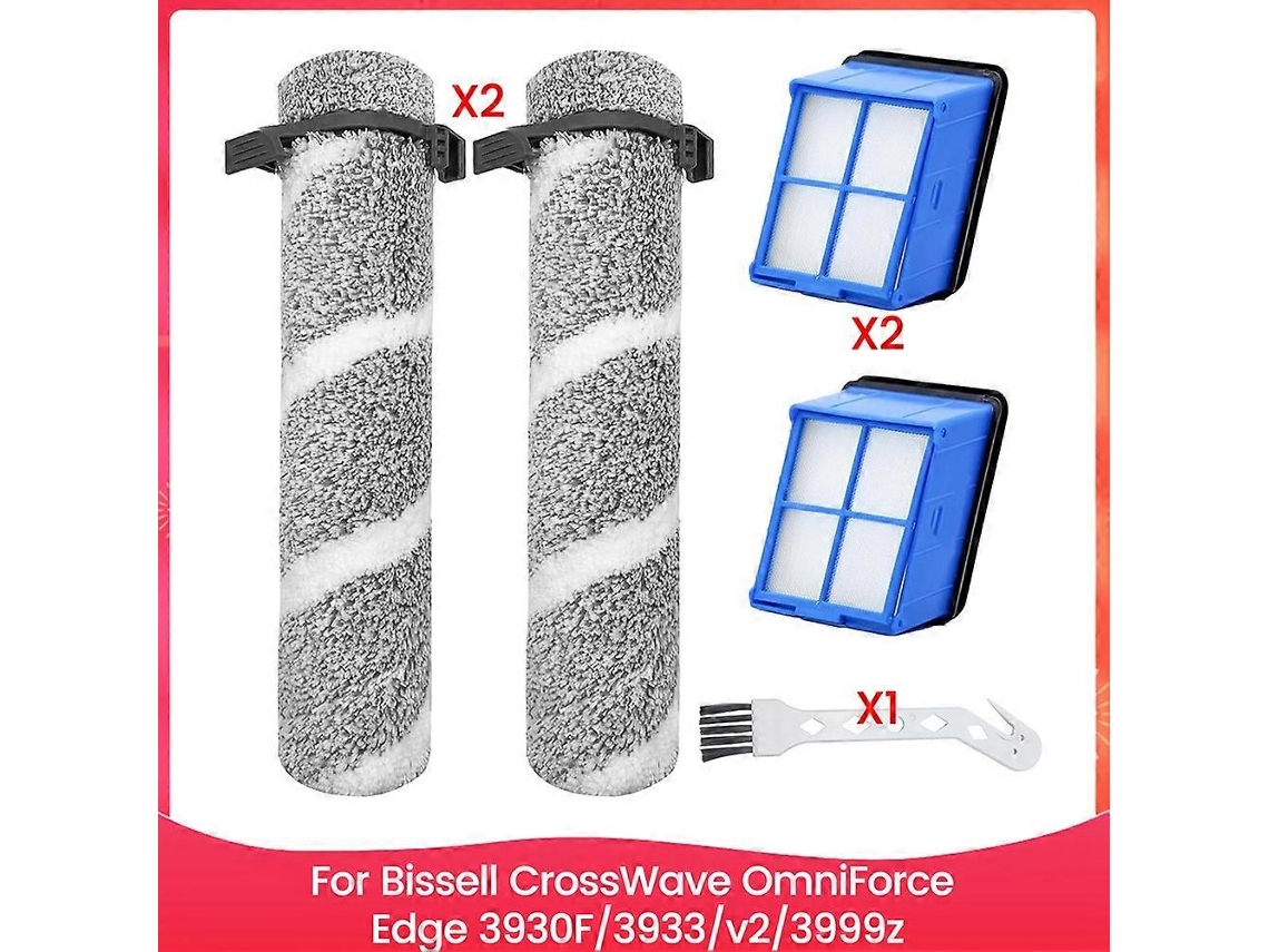 Kit De Substituição De Rolos De Escova E Filtro Para Lavadora De Pisos Rígidos Sem Fio Bissell Crosswave Omniforce Edge 3930f/3933/v2/3999z_glo