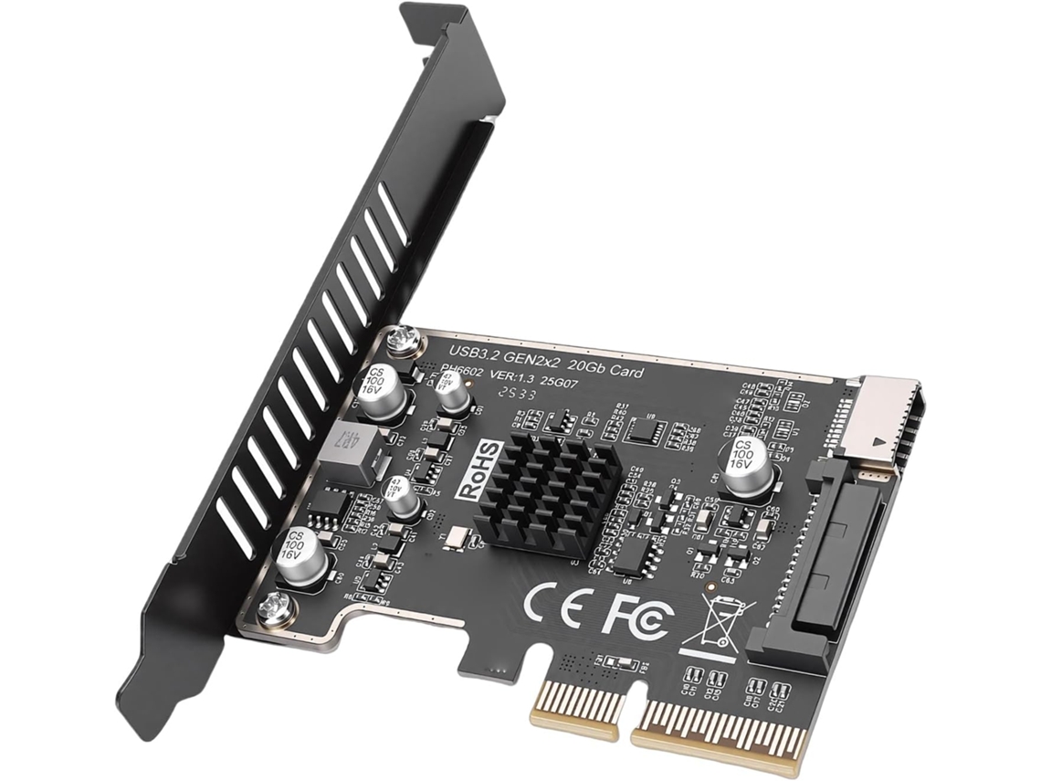 Placa De Expansão Pcie Usb 3.2 Gen2x2, Velocidade 20 Gbps Com