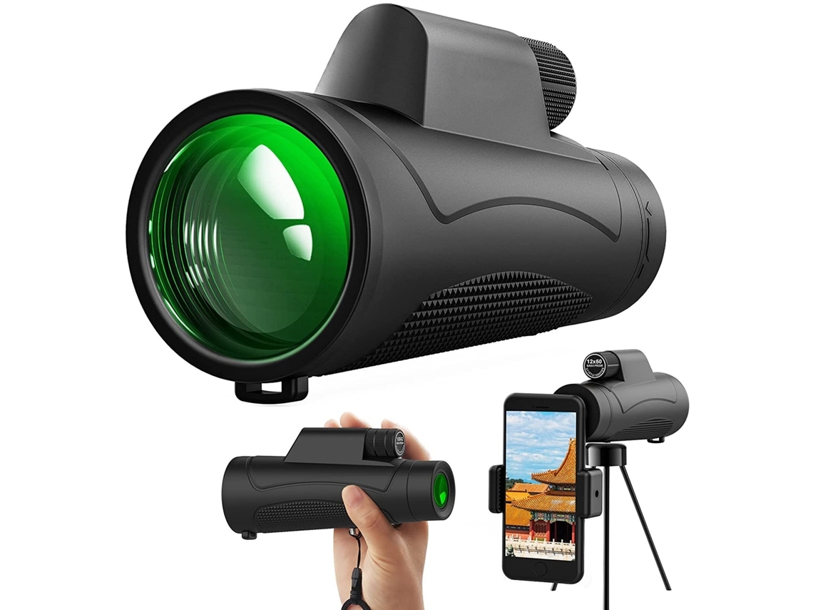 Binóculos ENKERS 12X42 para Adultos Compactos Portáteis e À Prova D'Água com Visão Noturna com Pouca Luz para Observação de Pás-Preto