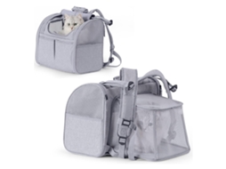 Mochila Dobrável e Expansível para Gatos Extra Larga, Suporta Até 9 Kg para Gatos e Cães de Pequeno Porte, Cinza PANOONA