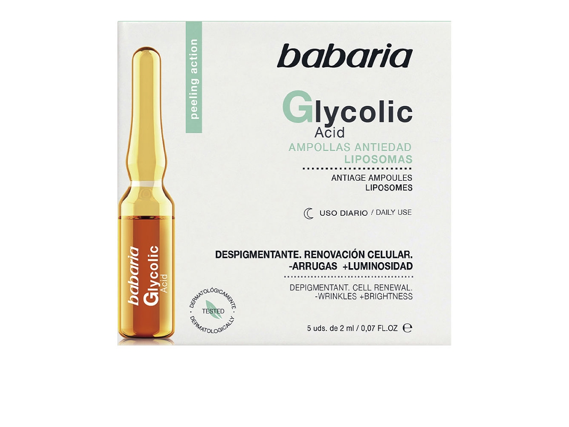 Peeling de Rosto BABARIA Glycolic Acid Renovación Celular Ampollas 5 x