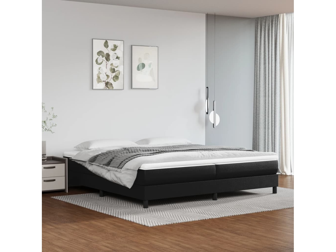 Vidaxl Estrutura De Cama Com Molas 200x200 Cm Couro Artificial Preto