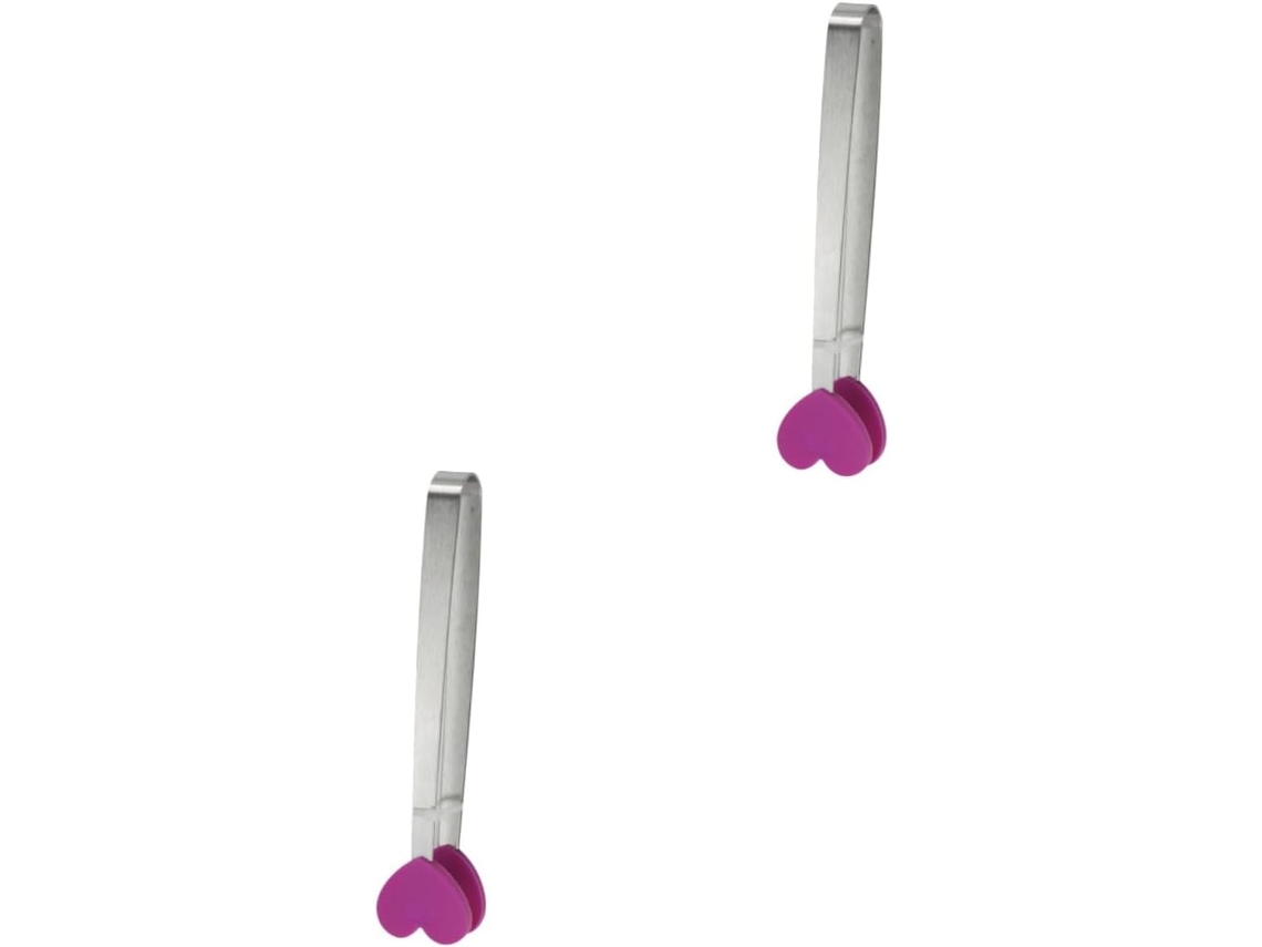 Pinça De Aço Para Alimentos Imikeya, Conjunto De 2 Peças, Com Formato De Coração Antiderrapante, Ideal Para Churrasco