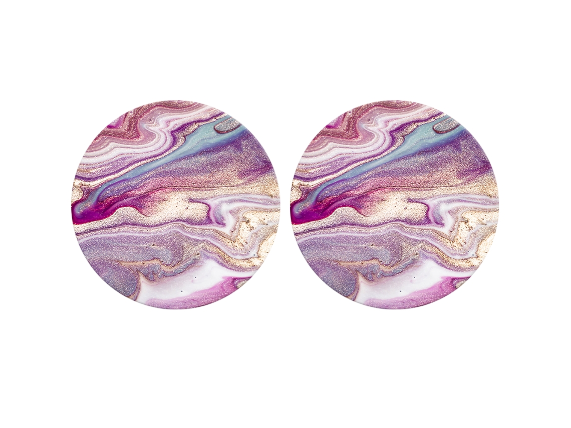 Conjunto de Sousplats Absorventes em Cerâmica com Base de Cortiça Mármore Rosa Dourado NEVEANCE