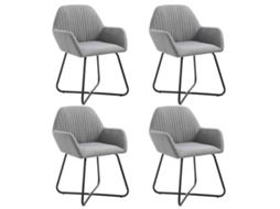 Vidaxl Cadeiras De Jantar 4 Pcs Tecido Cinzento-claro