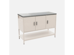 Módulo de Ilha para Cozinha Exterior em Aço com 3 Portas e 1 Prateleira 120cm Bege SWEEEK