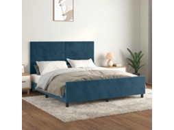Vidaxl Estrutura De Cama Sem Colchão 160x200 Cm Veludo Azul-escuro