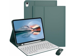 Capa Com Teclado Para Tablet Lurelia, Compatível Com I Pad 11" (2025), Quadrada, Branca, Com E De (a16, Verde Escuro, Teclado Bluetooth, Rato 2.4g