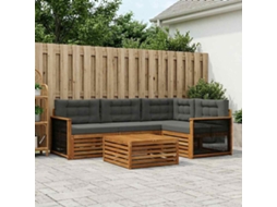 Vidaxl Conjunto De Sofás Para Exterior 5 Unid. Natural E Antracite