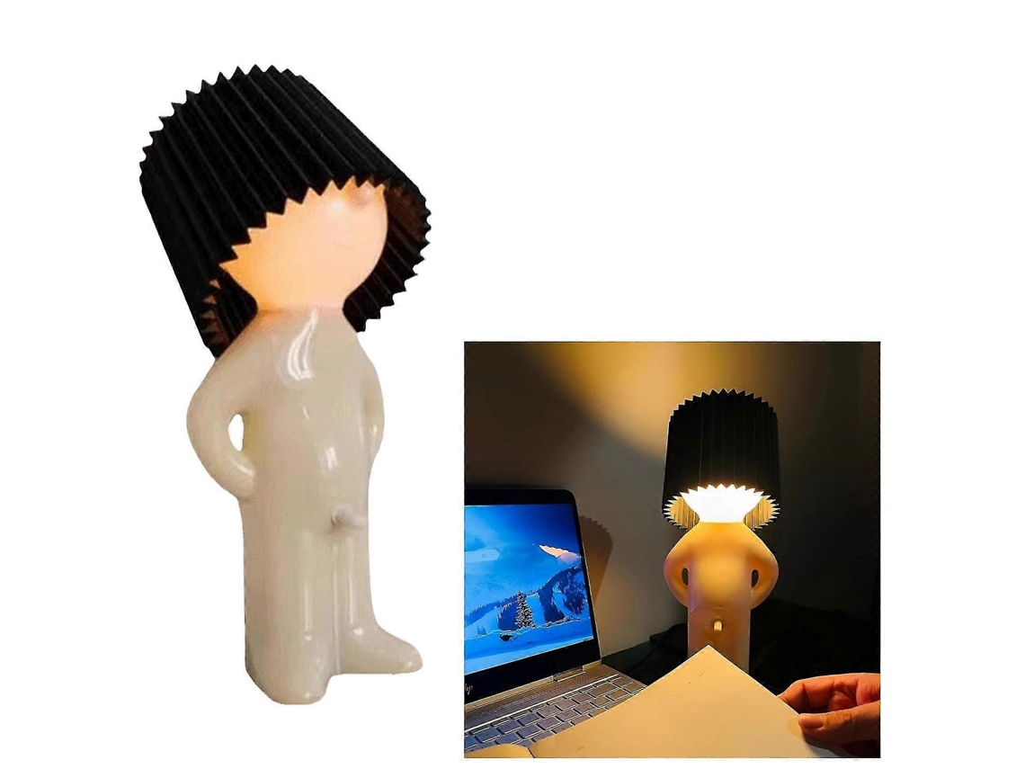 Omni lámpara de Mesa Niño Travieso Hombre Tímido, Luz Nocturna de Noche para Dormitorio Pequeña Negro