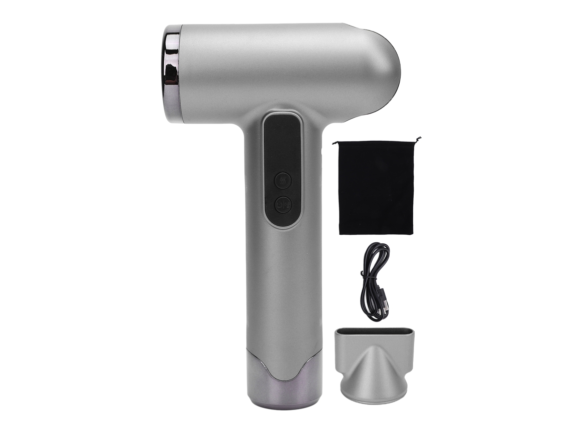 2026zentro-secador De Cabelo Sem Fio Recarregável 100000rpm 200w Usb Portátil Silencioso Prata Para Dormitório Casa Viagem