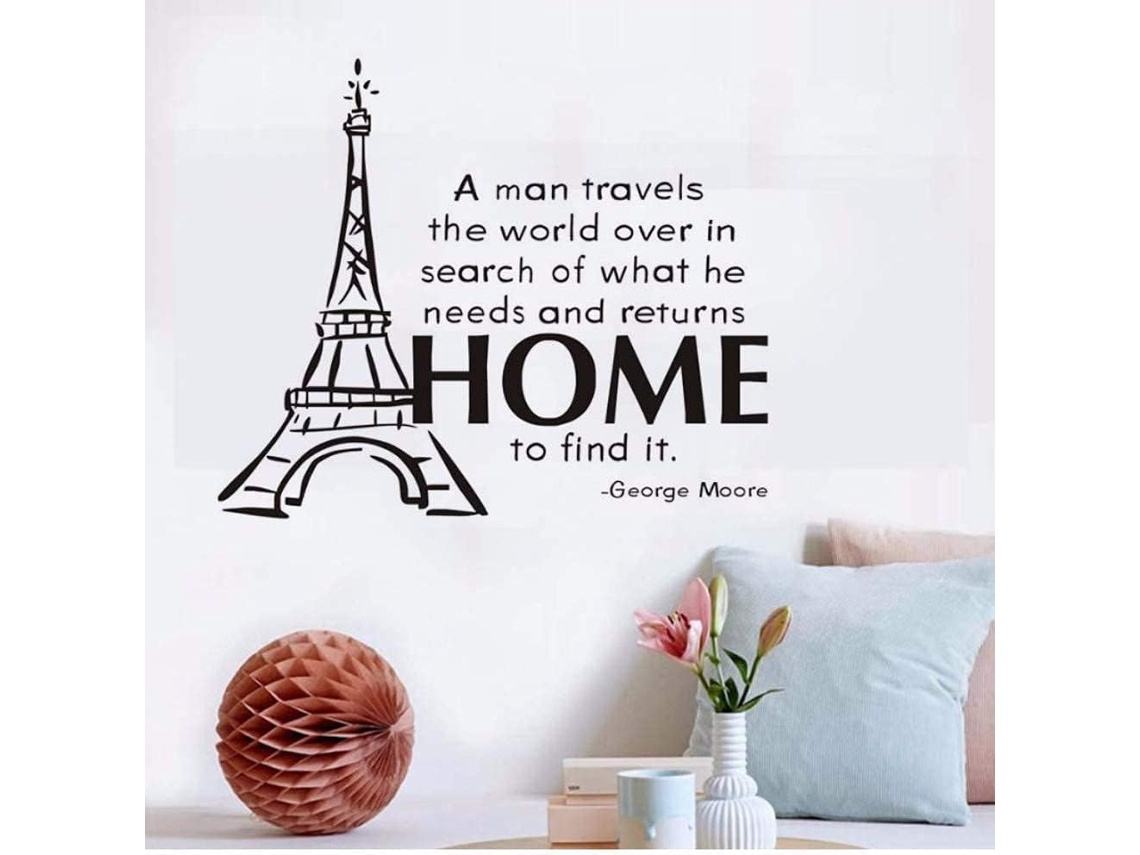 Viajando Sozinho ao Redor do Mundo, Adesivos de Parede Românticos em Inglês para Decoração de Sala de Estar, 58 x 69 cm