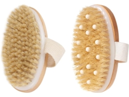 Conjunto De 2-escovas Banho Corporal Em Madeira Natural Fomiyes Escova Massagem Suave Para Secagem E Esfoliação Da Pele