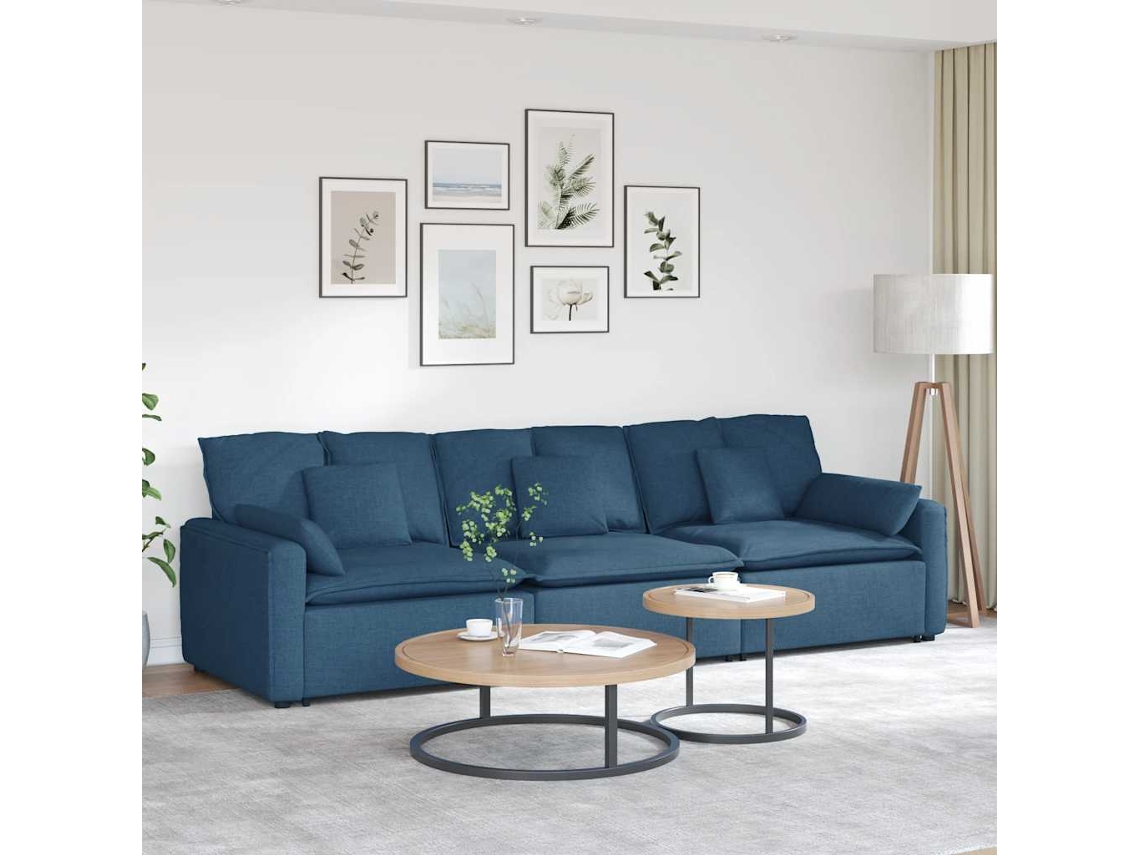 Vidaxl Sofá Modular Com Almofadas Azul
