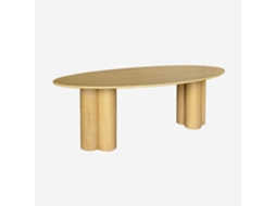 Mesa de jantar oval em madeira e folheado de carvalho para 8 pessoas, cor natural