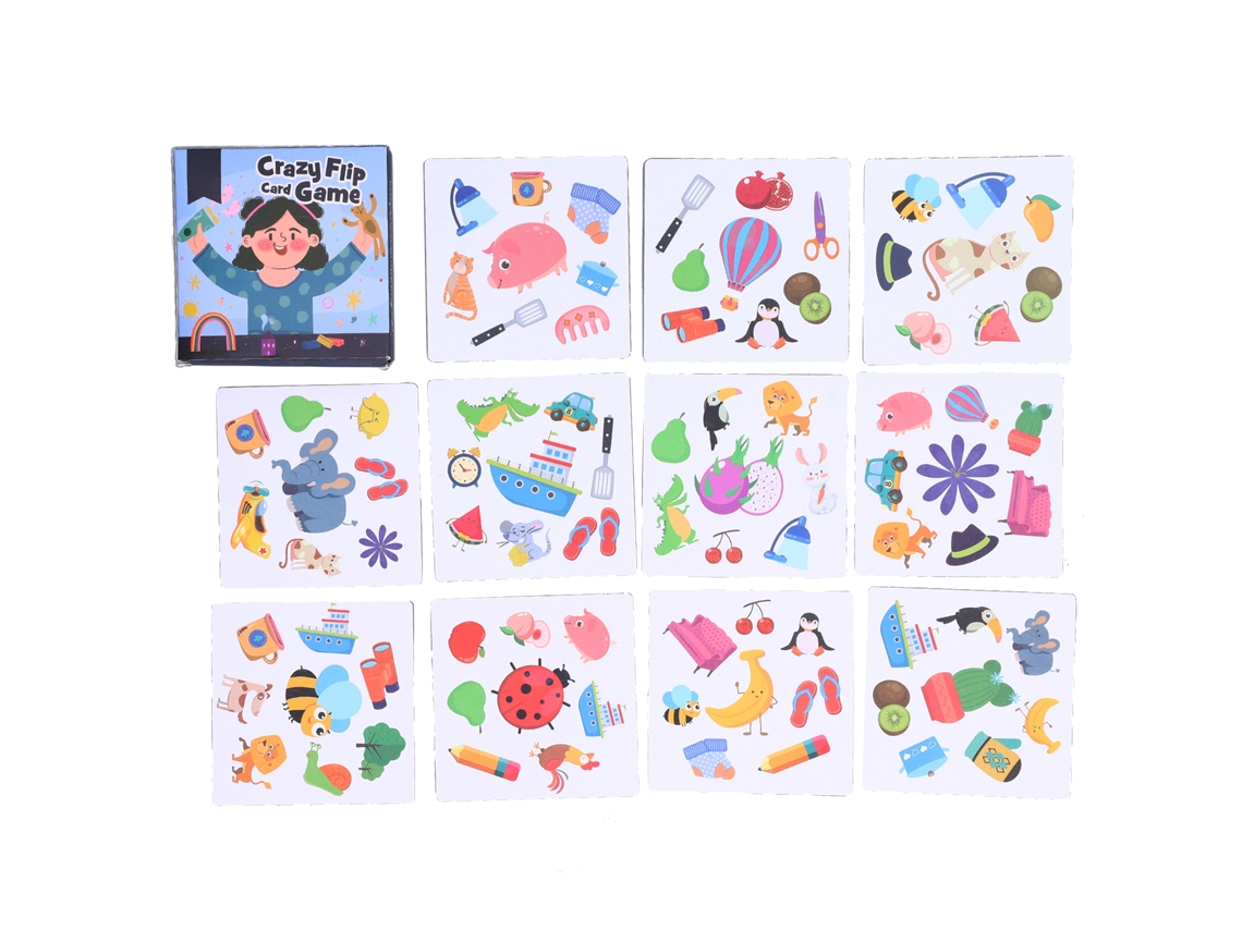 Primerox jogo de Cartas Flip Crazy Match para Crianças 3+ Brinquedo Educativo Família com 54 Cartas