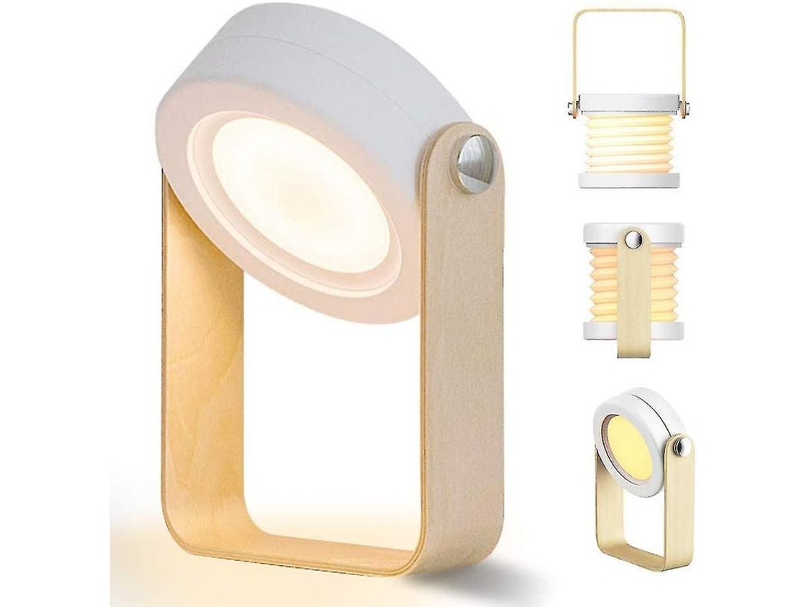 Lâmpada Led Portátil Com 3 Níveis De Brilho, Design De Madeira E Bateria Recarregável 1200mah Para Camping, Quarto E Escritório