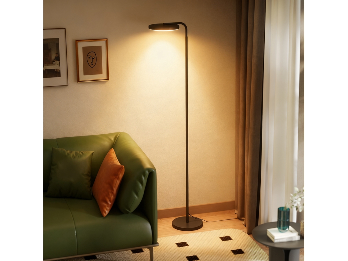 Luminária de Chão com prateleiras, luz regulável, interruptor de pé, portas USB, marrom | CHEZMOI