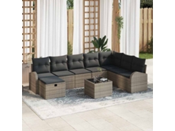 Vidaxl Conjunto De Sofá De Jardim 9 Pcs Cinzeto Rattan Sintético