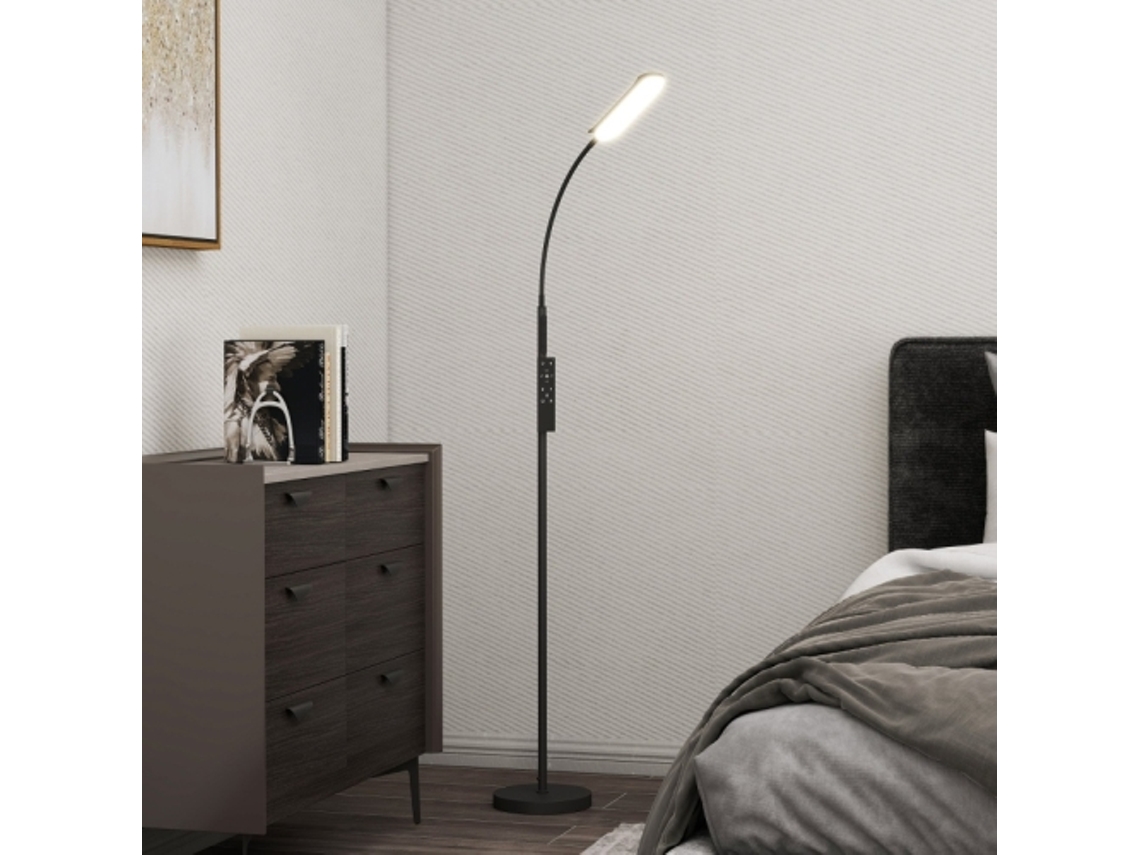 Luminária de piso LED Liptaptyn com controle remoto e touch, ajustável em 360° para sala de estar, temporizador de 1 hora e função de memória, preta