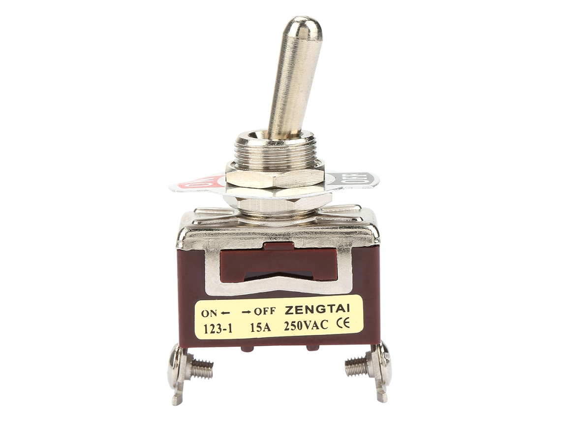 2 interruptores de palanca momentâneos, 12mm, 2 pinos, 2 posições, 15A 250V