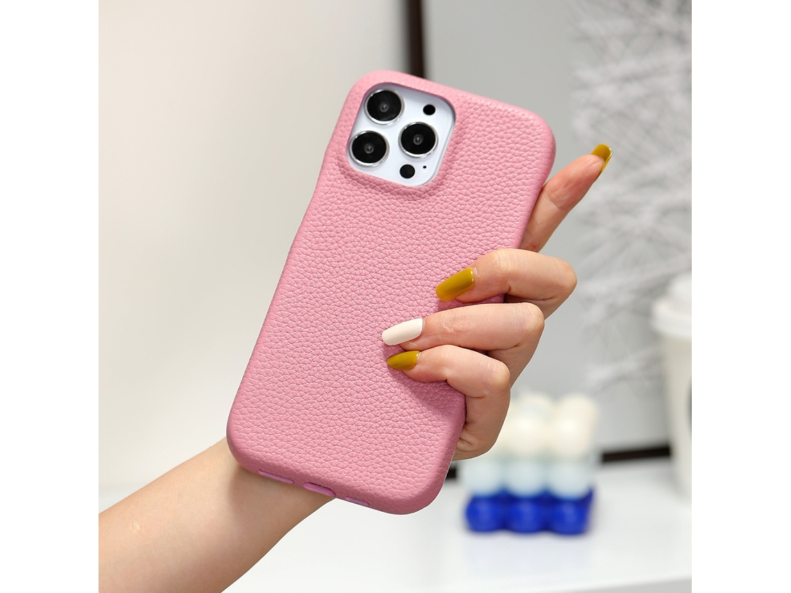 Capa Para Iphone 17 Pro Em Couro Rosa, Semi-fechada E Com Personalidade.