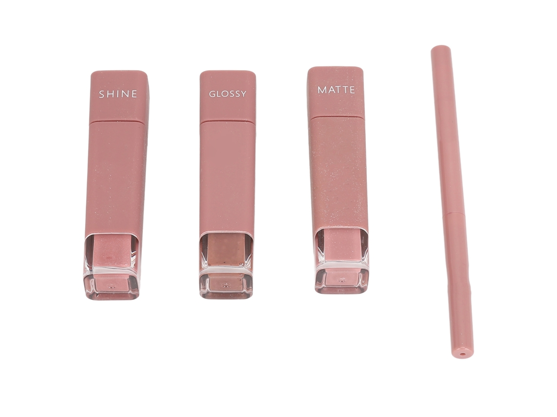 Kit de Maquiagem para Lábios 4 em 1 com Gloss, Matte e Brilho para Mulheres - Ferramentas de Beleza