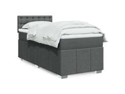 Vidaxl Cama com Molas/colchão 100x200 Cm Tecido Cinza escuro