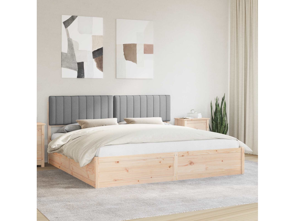 Vidaxl Estrutura De Cama Com Cabeceira Estofada Cinzento-claro