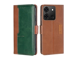 Capa De Couro Com Fivela Lateral Em Cores Contrastantes Para Infinix Smart 7